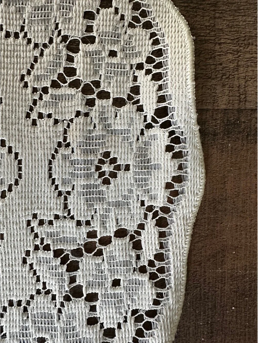 Ivory Floral Lace Doily Round Scalloped Table Mat Cottagecore Decor 13 Inch